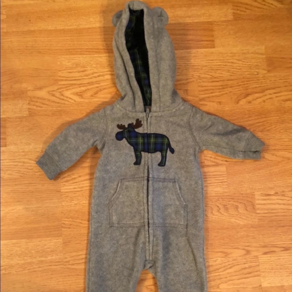 Carters One Piece Moose Fleece 3 months